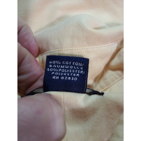 Lands End Shirt Mens 16-32 Large Yellow Button Down Long‎ Sleeve Pocket Classic - Picture 7 of 8